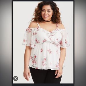 TORRID  Floral Chiffon Cold Shoulder Blouse Size 2x